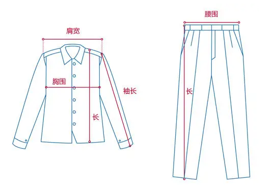 定做工作服測量展示圖，短袖工作服定做，冬季工作服定做